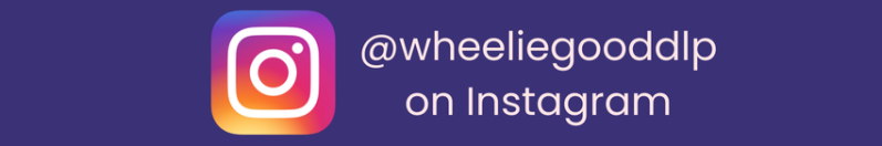 Instagram handle for @wheeliegooddlp on a purple background.