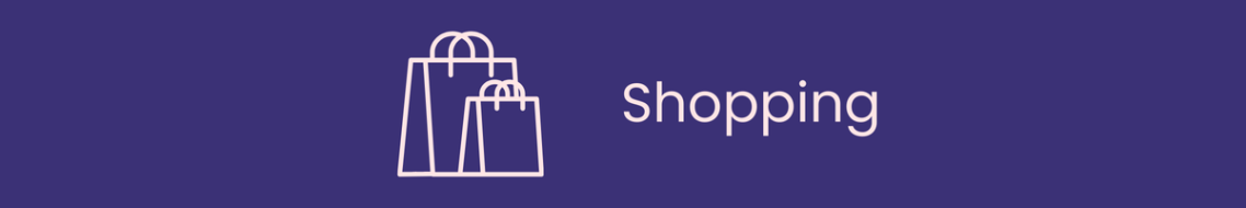 Shopping icon featuring a shopping bag on a purple background.