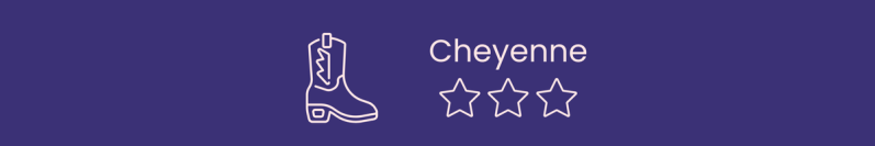 Cowboy boot logo and text for Cheyenne Hotel, featuring three stars.