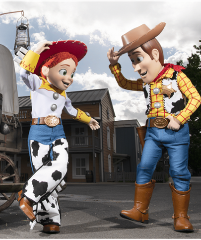 Image of Woody and Jessie stood outside