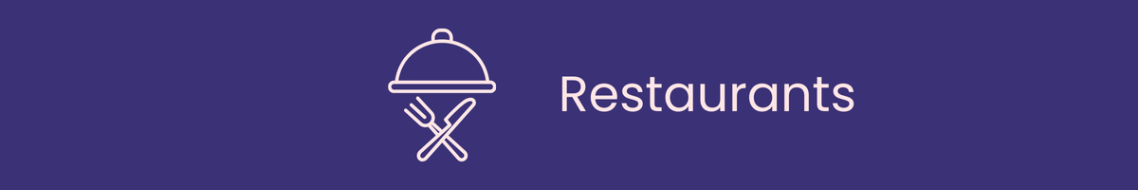 Logo featuring a crossed fork and knife with the word "Restaurants" below.